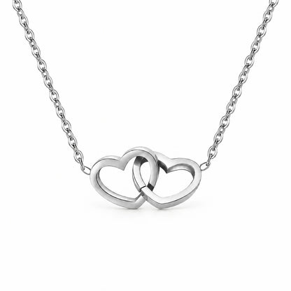 Doppelherz-Anhänger in 14k Weißgold