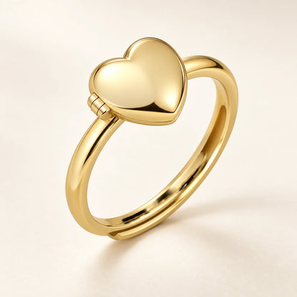 Herz-Medaillonring in 18k Gelbgold, geschlossen