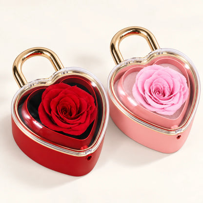 Herzschloss-Rosenbox in Rot und Rosa nebeneinander