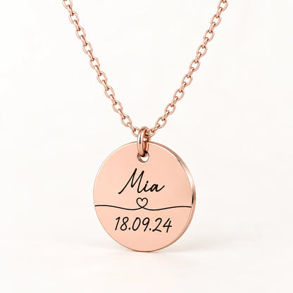 Halskette mit einem gravierten Plättchen in 14k Roségold