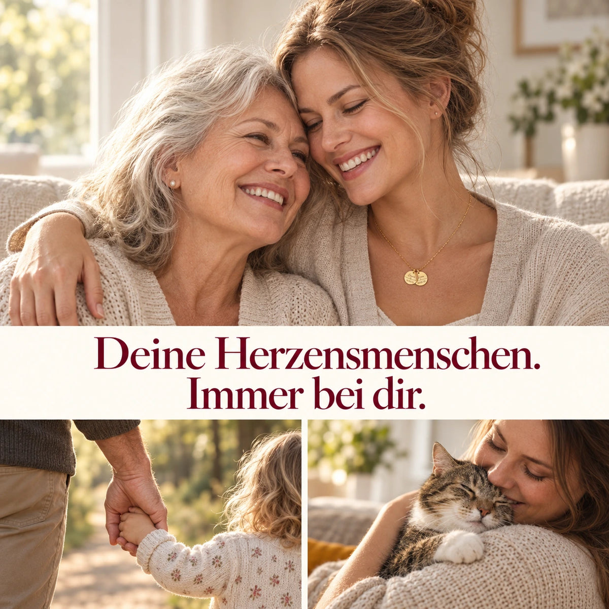 Herzensmenschen auf Plättchen: Kette mit mehreren Namen und Daten