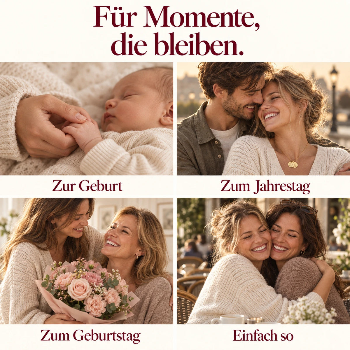 Geschenkideen: Halskette mit Name und Datum zur Geburt, zum Muttertag und zum Jahrestag