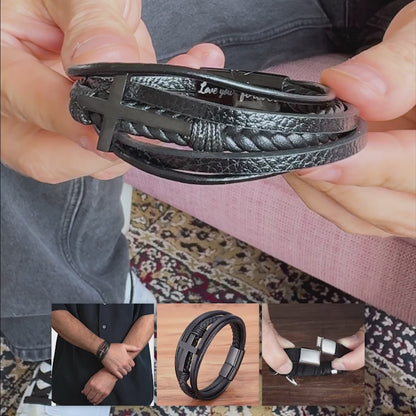 An meinen Mann - Herren Kreuz Armband mit Notiz