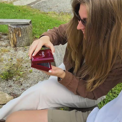 An meinen Schatz – Doppelherz Gravur in 14k Weißgold / 18k Gelbgold Veredelung