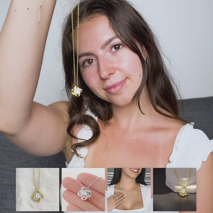 An meine Tochter – Knotenhalskette in 14k Weißgold / 18k Gelbgold Veredelung