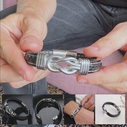 An meinen Sohn - Geflochtenes Edelstahl Lederarmband
