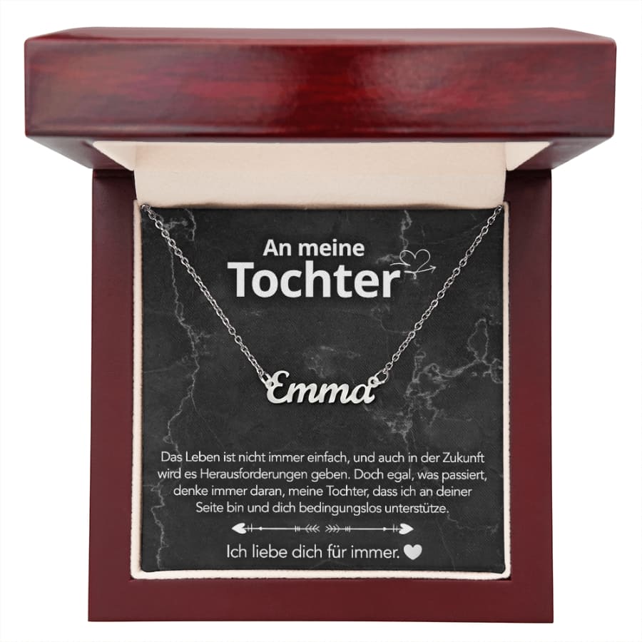 An meine Tochter - Namenskette mit liebevoller Notiz