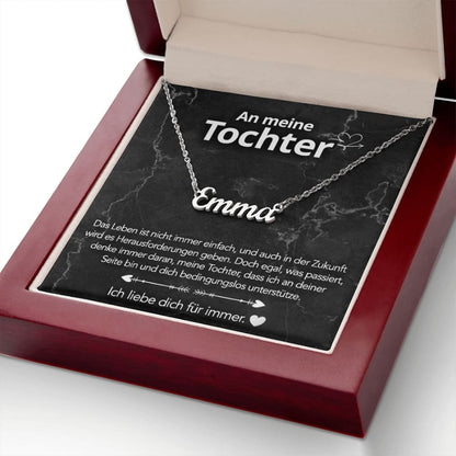 An meine Tochter - Namenskette mit liebevoller Notiz