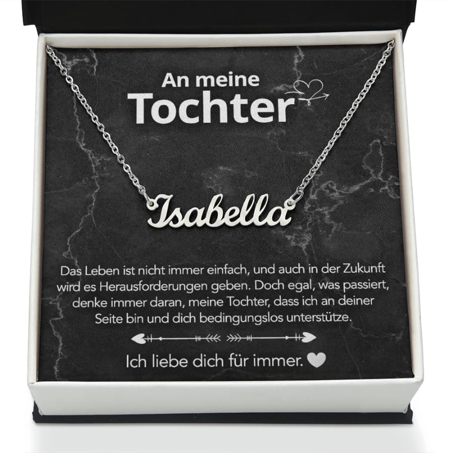 An meine Tochter - Namenskette mit liebevoller Notiz