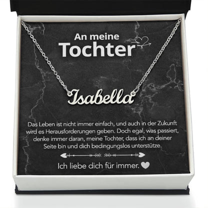 An meine Tochter - Namenskette mit liebevoller Notiz