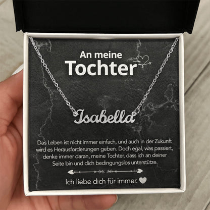 An meine Tochter - Namenskette mit liebevoller Notiz