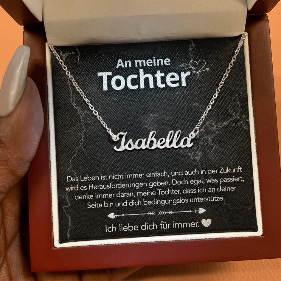 An meine Tochter - Namenskette mit liebevoller Notiz