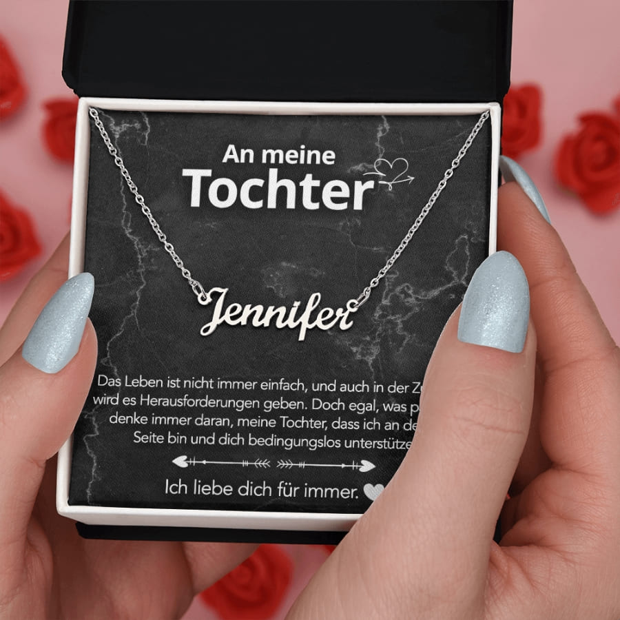 An meine Tochter - Namenskette mit liebevoller Notiz