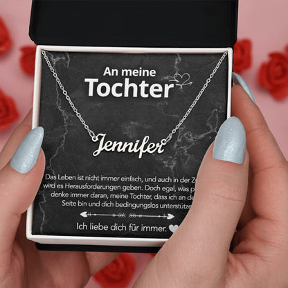 An meine Tochter - Namenskette mit liebevoller Notiz