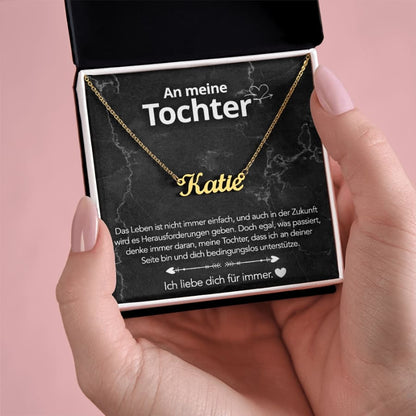An meine Tochter - Namenskette mit liebevoller Notiz