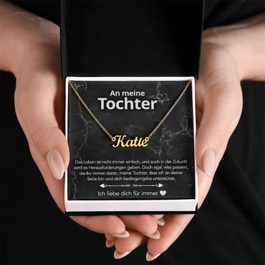 An meine Tochter - Namenskette mit liebevoller Notiz