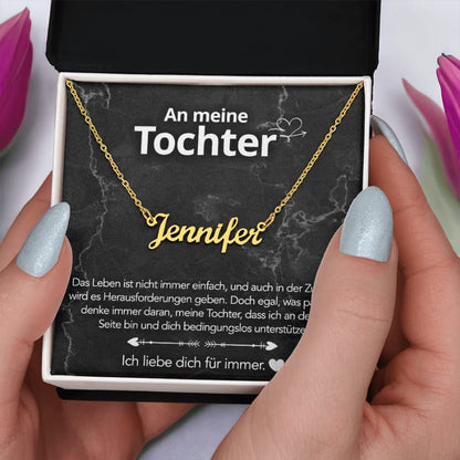 An meine Tochter - Namenskette mit liebevoller Notiz