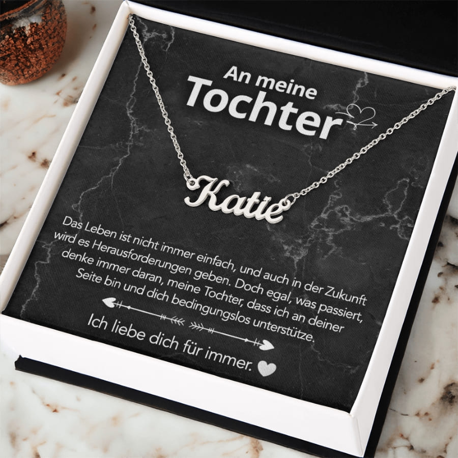 An meine Tochter - Namenskette mit liebevoller Notiz