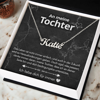 An meine Tochter - Namenskette mit liebevoller Notiz